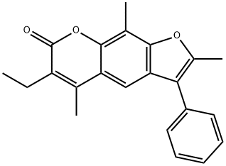 6-ethyl-2,5,9-trimethyl-3-phenylfuro[3,2-g]chromen-7-one Struktur