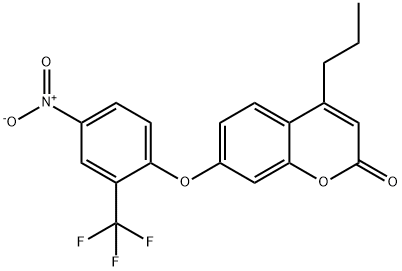 7-[4-nitro-2-(trifluoromethyl)phenoxy]-4-propylchromen-2-one Struktur