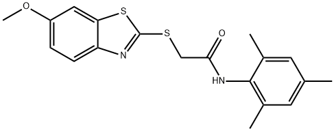 2-[(6-methoxy-1,3-benzothiazol-2-yl)sulfanyl]-N-(2,4,6-trimethylphenyl)acetamide Struktur