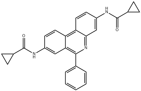 N-[3-(cyclopropanecarbonylamino)-6-phenylphenanthridin-8-yl]cyclopropanecarboxamide Struktur