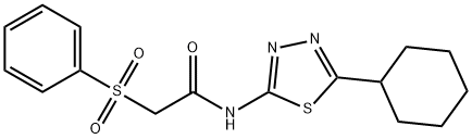 2-(benzenesulfonyl)-N-(5-cyclohexyl-1,3,4-thiadiazol-2-yl)acetamide Struktur