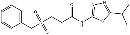 3-benzylsulfonyl-N-(5-propan-2-yl-1,3,4-thiadiazol-2-yl)propanamide Struktur