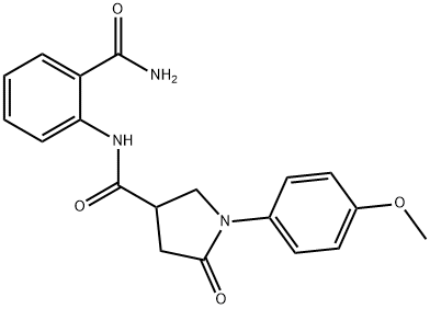 N-(2-carbamoylphenyl)-1-(4-methoxyphenyl)-5-oxopyrrolidine-3-carboxamide Struktur