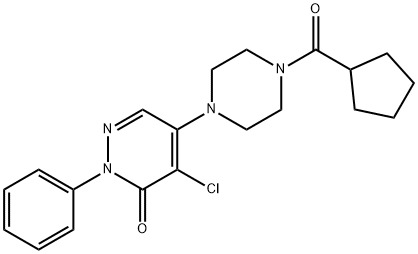 4-chloro-5-[4-(cyclopentanecarbonyl)piperazin-1-yl]-2-phenylpyridazin-3-one Struktur