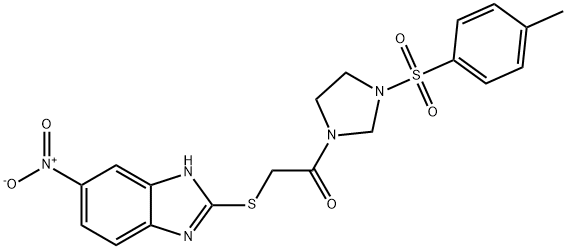 1-[3-(4-methylphenyl)sulfonylimidazolidin-1-yl]-2-[(6-nitro-1H-benzimidazol-2-yl)sulfanyl]ethanone Struktur