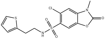 5-chloro-3-methyl-2-oxo-N-(2-thiophen-2-ylethyl)-1,3-benzoxazole-6-sulfonamide Struktur