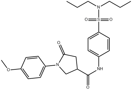 N-[4-(dipropylsulfamoyl)phenyl]-1-(4-methoxyphenyl)-5-oxopyrrolidine-3-carboxamide Struktur