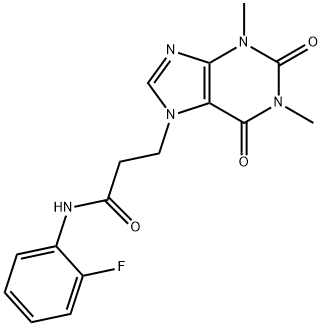 3-(1,3-dimethyl-2,6-dioxopurin-7-yl)-N-(2-fluorophenyl)propanamide Struktur