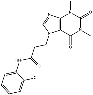 N-(2-chlorophenyl)-3-(1,3-dimethyl-2,6-dioxopurin-7-yl)propanamide Struktur