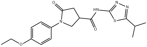 1-(4-ethoxyphenyl)-5-oxo-N-(5-propan-2-yl-1,3,4-thiadiazol-2-yl)pyrrolidine-3-carboxamide Struktur