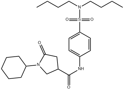 1-cyclohexyl-N-[4-(dibutylsulfamoyl)phenyl]-5-oxopyrrolidine-3-carboxamide Struktur