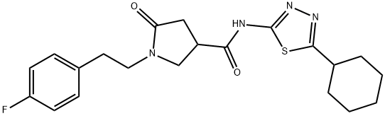 N-(5-cyclohexyl-1,3,4-thiadiazol-2-yl)-1-[2-(4-fluorophenyl)ethyl]-5-oxopyrrolidine-3-carboxamide Struktur