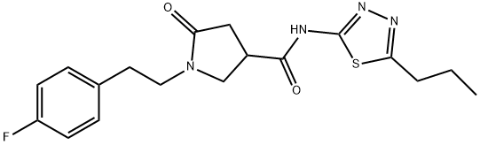 1-[2-(4-fluorophenyl)ethyl]-5-oxo-N-(5-propyl-1,3,4-thiadiazol-2-yl)pyrrolidine-3-carboxamide Struktur