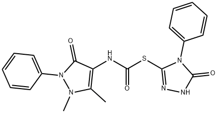 S-[(5-oxo-4-phenyl-1H-1,2,4-triazol-3-yl)] N-(1,5-dimethyl-3-oxo-2-phenylpyrazol-4-yl)carbamothioate Struktur