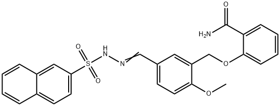 2-[[2-methoxy-5-[(E)-(naphthalen-2-ylsulfonylhydrazinylidene)methyl]phenyl]methoxy]benzamide Struktur