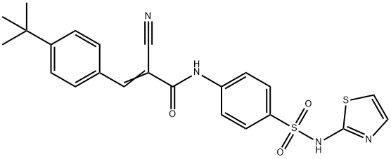 (E)-3-(4-tert-butylphenyl)-2-cyano-N-[4-(1,3-thiazol-2-ylsulfamoyl)phenyl]prop-2-enamide Struktur