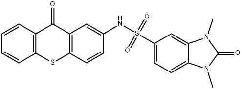 1,3-dimethyl-2-oxo-N-(9-oxothioxanthen-2-yl)benzimidazole-5-sulfonamide Struktur