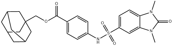 adamantan-1-ylmethyl 4-(1,3-dimethyl-2-oxo-2,3-dihydro-1H-benzo[d]imidazole-5-sulfonamido)benzoate Struktur