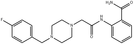 2-[[2-[4-[(4-fluorophenyl)methyl]piperazin-1-yl]acetyl]amino]benzamide Struktur