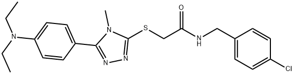 N-[(4-chlorophenyl)methyl]-2-[[5-[4-(diethylamino)phenyl]-4-methyl-1,2,4-triazol-3-yl]sulfanyl]acetamide Struktur