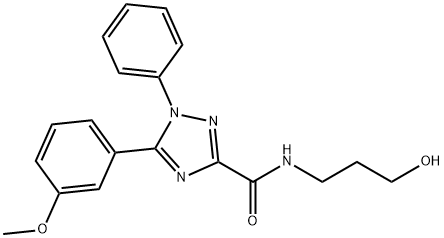 N-(3-hydroxypropyl)-5-(3-methoxyphenyl)-1-phenyl-1,2,4-triazole-3-carboxamide Struktur