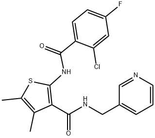 2-[(2-chloro-4-fluorobenzoyl)amino]-4,5-dimethyl-N-(pyridin-3-ylmethyl)thiophene-3-carboxamide Struktur