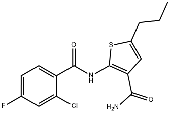 2-[(2-chloro-4-fluorobenzoyl)amino]-5-propylthiophene-3-carboxamide Struktur