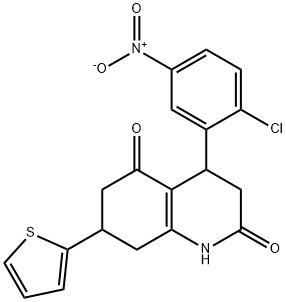 4-(2-chloro-5-nitrophenyl)-7-thiophen-2-yl-1,3,4,6,7,8-hexahydroquinoline-2,5-dione Struktur