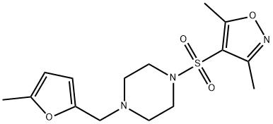 3,5-dimethyl-4-[4-[(5-methylfuran-2-yl)methyl]piperazin-1-yl]sulfonyl-1,2-oxazole Struktur