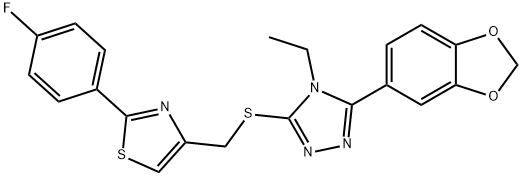 4-[[5-(1,3-benzodioxol-5-yl)-4-ethyl-1,2,4-triazol-3-yl]sulfanylmethyl]-2-(4-fluorophenyl)-1,3-thiazole Struktur