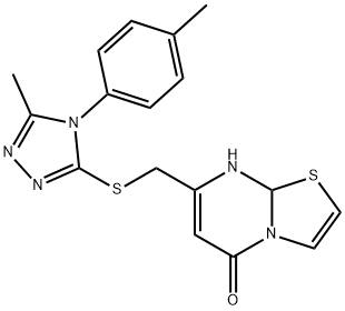 7-[[5-methyl-4-(4-methylphenyl)-1,2,4-triazol-3-yl]sulfanylmethyl]-8,8a-dihydro-[1,3]thiazolo[3,2-a]pyrimidin-5-one Struktur