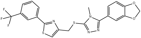 4-[[5-(1,3-benzodioxol-5-yl)-4-methyl-1,2,4-triazol-3-yl]sulfanylmethyl]-2-[3-(trifluoromethyl)phenyl]-1,3-thiazole Struktur