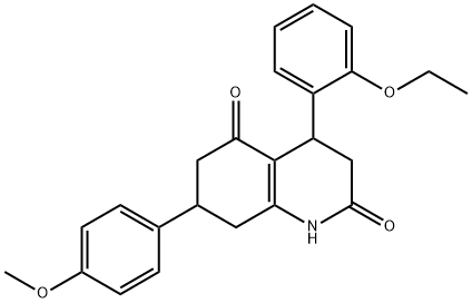 4-(2-ethoxyphenyl)-7-(4-methoxyphenyl)-1,3,4,6,7,8-hexahydroquinoline-2,5-dione Struktur