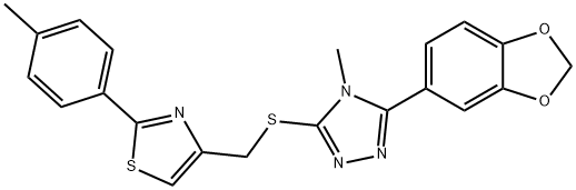 4-[[5-(1,3-benzodioxol-5-yl)-4-methyl-1,2,4-triazol-3-yl]sulfanylmethyl]-2-(4-methylphenyl)-1,3-thiazole Struktur