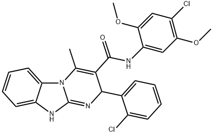 N-(4-chloro-2,5-dimethoxyphenyl)-2-(2-chlorophenyl)-4-methyl-2,10-dihydropyrimido[1,2-a]benzimidazole-3-carboxamide Struktur