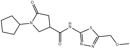 1-cyclopentyl-N-[5-(methoxymethyl)-1,3,4-thiadiazol-2-yl]-5-oxopyrrolidine-3-carboxamide Struktur