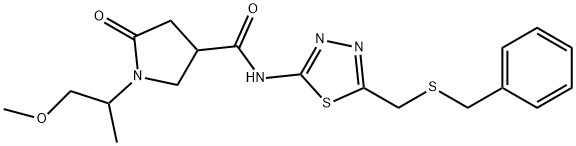 N-[5-(benzylsulfanylmethyl)-1,3,4-thiadiazol-2-yl]-1-(1-methoxypropan-2-yl)-5-oxopyrrolidine-3-carboxamide Struktur