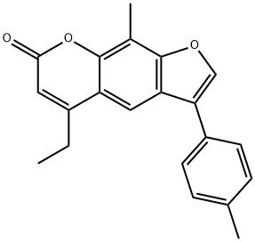 5-ethyl-9-methyl-3-(4-methylphenyl)furo[3,2-g]chromen-7-one Struktur