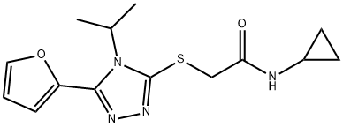 N-cyclopropyl-2-[[5-(furan-2-yl)-4-propan-2-yl-1,2,4-triazol-3-yl]sulfanyl]acetamide Struktur