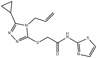 2-[(5-cyclopropyl-4-prop-2-enyl-1,2,4-triazol-3-yl)sulfanyl]-N-(1,3-thiazol-2-yl)acetamide Struktur