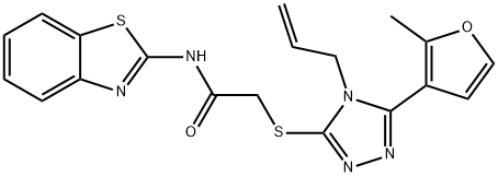 N-(1,3-benzothiazol-2-yl)-2-[[5-(2-methylfuran-3-yl)-4-prop-2-enyl-1,2,4-triazol-3-yl]sulfanyl]acetamide Struktur