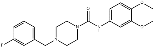 N-(3,4-dimethoxyphenyl)-4-[(3-fluorophenyl)methyl]piperazine-1-carboxamide Struktur