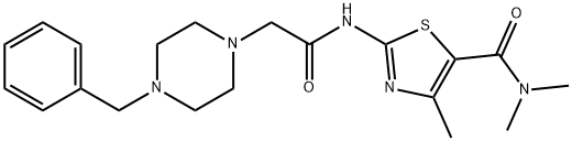 2-[[2-(4-benzylpiperazin-1-yl)acetyl]amino]-N,N,4-trimethyl-1,3-thiazole-5-carboxamide Struktur