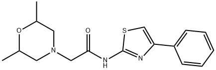 2-(2,6-dimethylmorpholin-4-yl)-N-(4-phenyl-1,3-thiazol-2-yl)acetamide Struktur