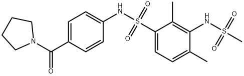 3-(methanesulfonamido)-2,4-dimethyl-N-[4-(pyrrolidine-1-carbonyl)phenyl]benzenesulfonamide Struktur