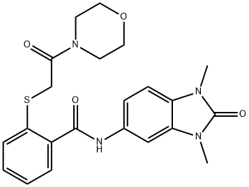 N-(1,3-dimethyl-2-oxobenzimidazol-5-yl)-2-(2-morpholin-4-yl-2-oxoethyl)sulfanylbenzamide Struktur