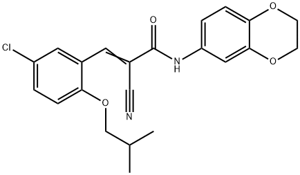 (E)-3-[5-chloro-2-(2-methylpropoxy)phenyl]-2-cyano-N-(2,3-dihydro-1,4-benzodioxin-6-yl)prop-2-enamide Struktur