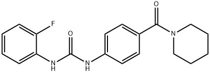 1-(2-fluorophenyl)-3-[4-(piperidine-1-carbonyl)phenyl]urea Struktur