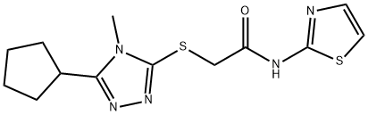 2-[(5-cyclopentyl-4-methyl-1,2,4-triazol-3-yl)sulfanyl]-N-(1,3-thiazol-2-yl)acetamide Struktur