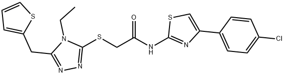 N-[4-(4-chlorophenyl)-1,3-thiazol-2-yl]-2-[[4-ethyl-5-(thiophen-2-ylmethyl)-1,2,4-triazol-3-yl]sulfanyl]acetamide Struktur